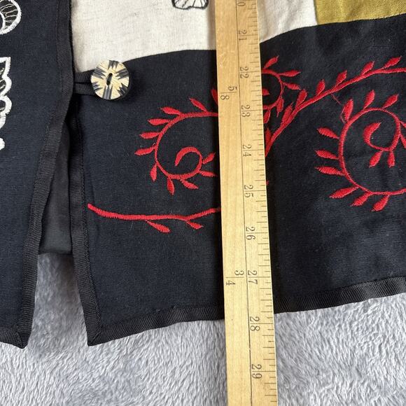 Vtg Allure Patchwork Blazer Jacket 1X Boho Peasant Embroidered Cotton Flax Blend - Picture 8 of 8